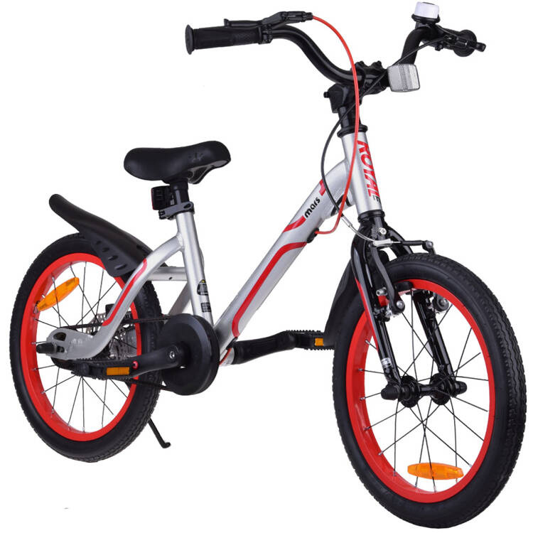 RoyalBaby Hliníkový Detský Bicykel Mars 16" so zvončekom, váha iba 7,25kg, strieborný